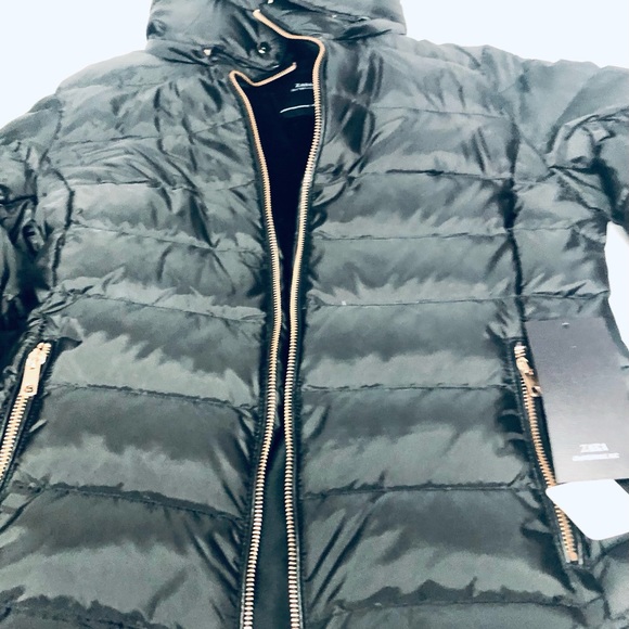 NWT. ZARA OUTERWEAR BLACK WOMENS WINTER PUFFER COAT SIZE M !! - Picture 5 of 14